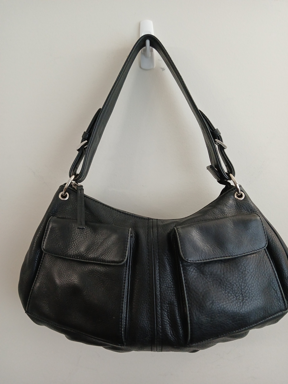 Derek Alexander Leather Shoulder Bag in Black